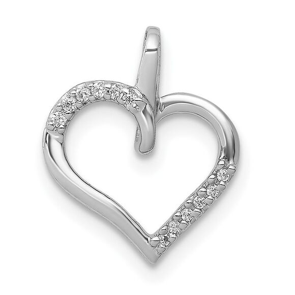 Kazi Luxury 14k White Gold 1/20ct Diamond Heart Pendant